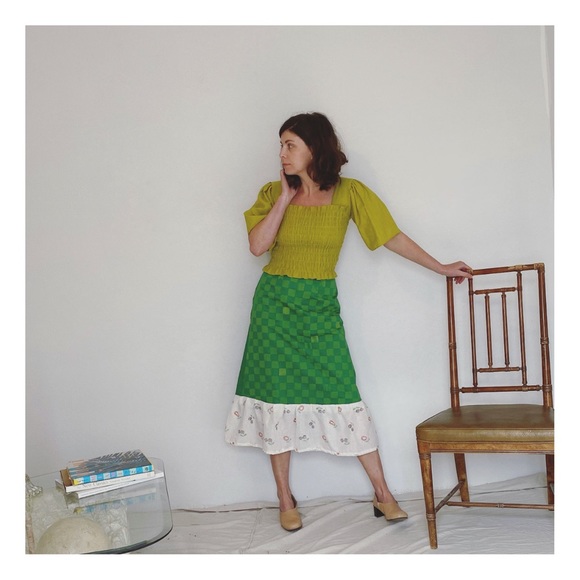 Vintage checkerboard block printed skirt - Picture 5 of 5